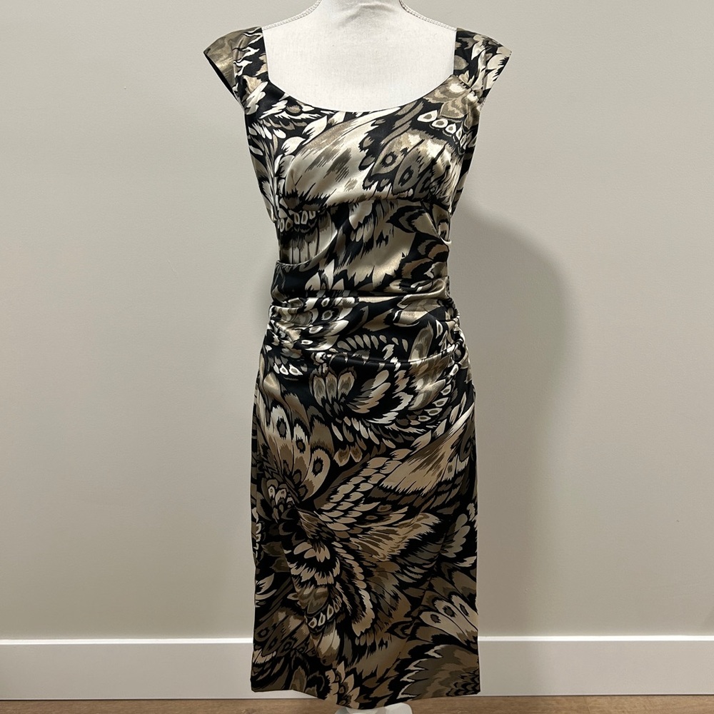 Stretch satin dress with ruching
